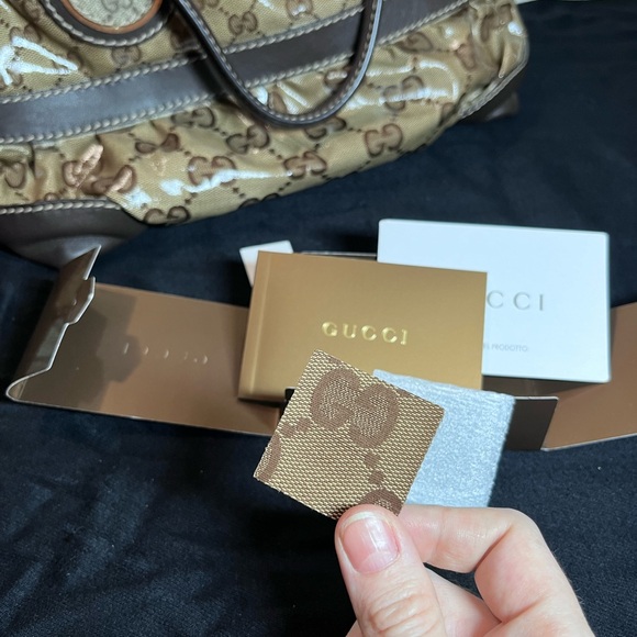 ✨Gucci✨ GG Crystal Coated Monogram Canvas Mix Top Handle Tote Satchel w Dust Bag - Picture 13 of 17